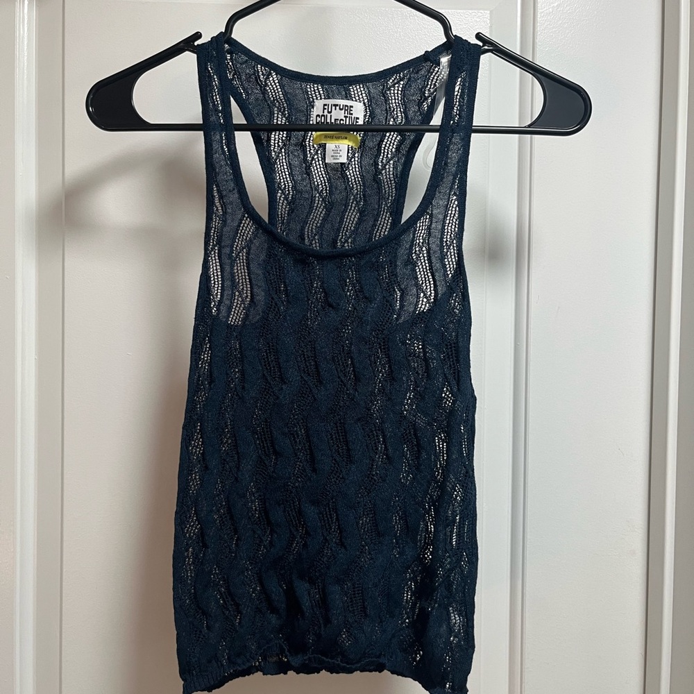 Navy Lace Tank Top
